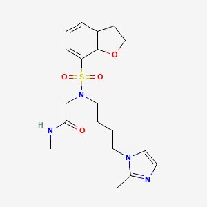 molecular formula C19H26N4O4S B7432074 2-[2,3-dihydro-1-benzofuran-7-ylsulfonyl-[4-(2-methylimidazol-1-yl)butyl]amino]-N-methylacetamide 