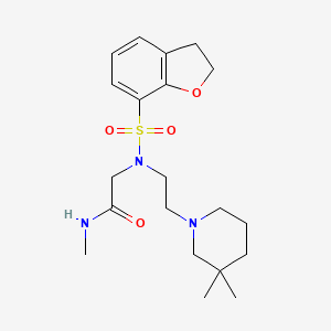 molecular formula C20H31N3O4S B7432077 2-[2,3-dihydro-1-benzofuran-7-ylsulfonyl-[2-(3,3-dimethylpiperidin-1-yl)ethyl]amino]-N-methylacetamide 