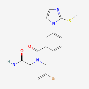 molecular formula C17H19BrN4O2S B7432098 N-(2-bromoprop-2-enyl)-N-[2-(methylamino)-2-oxoethyl]-3-(2-methylsulfanylimidazol-1-yl)benzamide 