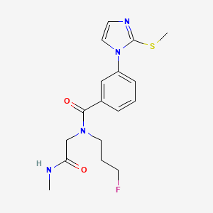 molecular formula C17H21FN4O2S B7432104 N-(3-fluoropropyl)-N-[2-(methylamino)-2-oxoethyl]-3-(2-methylsulfanylimidazol-1-yl)benzamide 