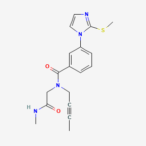 molecular formula C18H20N4O2S B7432109 N-but-2-ynyl-N-[2-(methylamino)-2-oxoethyl]-3-(2-methylsulfanylimidazol-1-yl)benzamide 