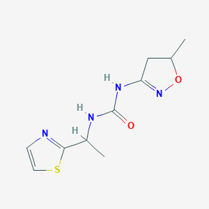 molecular formula C10H14N4O2S B7432113 1-(5-Methyl-4,5-dihydro-1,2-oxazol-3-yl)-3-[1-(1,3-thiazol-2-yl)ethyl]urea 