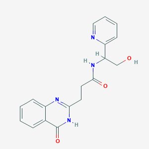 molecular formula C18H18N4O3 B7432117 N-(2-hydroxy-1-pyridin-2-ylethyl)-3-(4-oxo-3H-quinazolin-2-yl)propanamide 