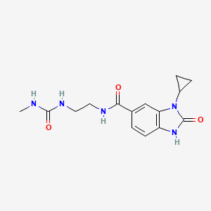 molecular formula C15H19N5O3 B7432144 3-cyclopropyl-N-[2-(methylcarbamoylamino)ethyl]-2-oxo-1H-benzimidazole-5-carboxamide 