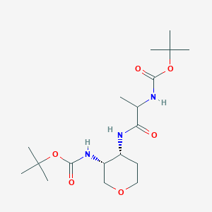 molecular formula C18H33N3O6 B7432157 tert-butyl N-[1-[[(3R,4R)-3-[(2-methylpropan-2-yl)oxycarbonylamino]oxan-4-yl]amino]-1-oxopropan-2-yl]carbamate 