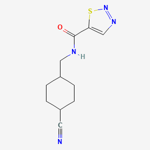 molecular formula C11H14N4OS B7432166 N-[(4-cyanocyclohexyl)methyl]thiadiazole-5-carboxamide 