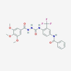 molecular formula C25H23F3N4O6 B7432207 N-[3-(trifluoromethyl)-4-[[(3,4,5-trimethoxybenzoyl)amino]carbamoylamino]phenyl]benzamide 