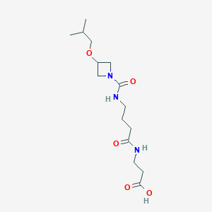 molecular formula C15H27N3O5 B7432223 3-[4-[[3-(2-Methylpropoxy)azetidine-1-carbonyl]amino]butanoylamino]propanoic acid 