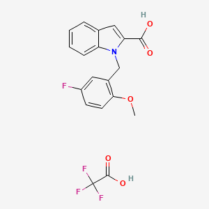 molecular formula C19H15F4NO5 B7432271 1-[(5-Fluoro-2-methoxyphenyl)methyl]indole-2-carboxylic acid;2,2,2-trifluoroacetic acid 