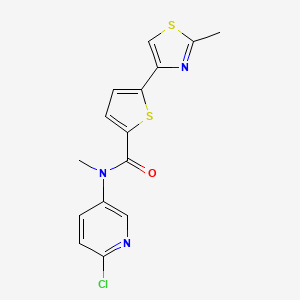 molecular formula C15H12ClN3OS2 B7432304 N-(6-chloropyridin-3-yl)-N-methyl-5-(2-methyl-1,3-thiazol-4-yl)thiophene-2-carboxamide 