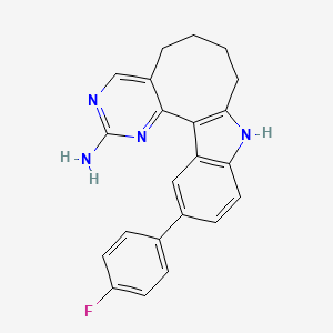 molecular formula C22H19FN4 B7432320 17-(4-Fluorophenyl)-3,5,13-triazatetracyclo[10.7.0.02,7.014,19]nonadeca-1(12),2,4,6,14(19),15,17-heptaen-4-amine 