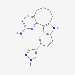 molecular formula C20H20N6 B7432325 17-(1-Methylpyrazol-4-yl)-3,5,13-triazatetracyclo[10.7.0.02,7.014,19]nonadeca-1(12),2,4,6,14(19),15,17-heptaen-4-amine 