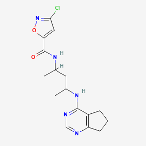 molecular formula C16H20ClN5O2 B7432407 3-chloro-N-[4-(6,7-dihydro-5H-cyclopenta[d]pyrimidin-4-ylamino)pentan-2-yl]-1,2-oxazole-5-carboxamide 