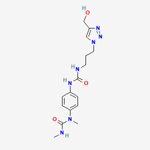molecular formula C16H23N7O3 B7432414 1-[4-[3-[4-(Hydroxymethyl)triazol-1-yl]propylcarbamoylamino]phenyl]-1,3-dimethylurea 