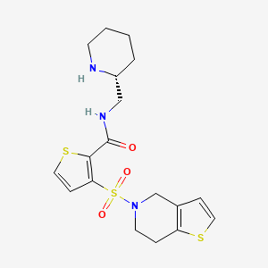 molecular formula C18H23N3O3S3 B7432416 3-(6,7-dihydro-4H-thieno[3,2-c]pyridin-5-ylsulfonyl)-N-[[(2R)-piperidin-2-yl]methyl]thiophene-2-carboxamide 