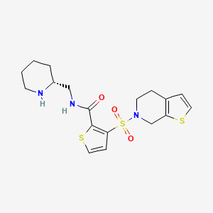 molecular formula C18H23N3O3S3 B7432420 3-(5,7-dihydro-4H-thieno[2,3-c]pyridin-6-ylsulfonyl)-N-[[(2R)-piperidin-2-yl]methyl]thiophene-2-carboxamide 