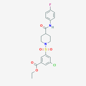 molecular formula C21H22ClFN2O5S B7432426 Ethyl 3-chloro-5-[4-[(4-fluorophenyl)carbamoyl]piperidin-1-yl]sulfonylbenzoate 