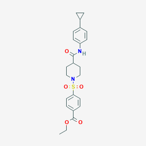molecular formula C24H28N2O5S B7432454 Ethyl 4-[4-[(4-cyclopropylphenyl)carbamoyl]piperidin-1-yl]sulfonylbenzoate 