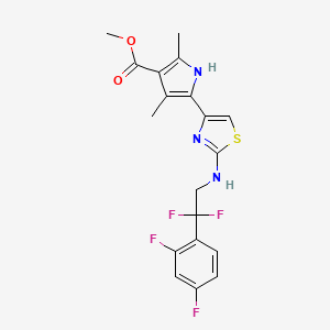 molecular formula C19H17F4N3O2S B7432461 methyl 5-[2-[[2-(2,4-difluorophenyl)-2,2-difluoroethyl]amino]-1,3-thiazol-4-yl]-2,4-dimethyl-1H-pyrrole-3-carboxylate 