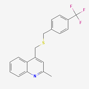molecular formula C19H16F3NS B7432470 2-Methyl-4-[[4-(trifluoromethyl)phenyl]methylsulfanylmethyl]quinoline 