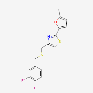 molecular formula C16H13F2NOS2 B7432485 4-[(3,4-Difluorophenyl)methylsulfanylmethyl]-2-(5-methylfuran-2-yl)-1,3-thiazole 
