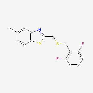 molecular formula C16H13F2NS2 B7432492 2-[(2,6-Difluorophenyl)methylsulfanylmethyl]-5-methyl-1,3-benzothiazole 