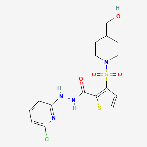 molecular formula C16H19ClN4O4S2 B7432503 N'-(6-chloropyridin-2-yl)-3-[4-(hydroxymethyl)piperidin-1-yl]sulfonylthiophene-2-carbohydrazide 