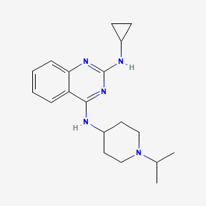 molecular formula C19H27N5 B7432507 2-N-cyclopropyl-4-N-(1-propan-2-ylpiperidin-4-yl)quinazoline-2,4-diamine 