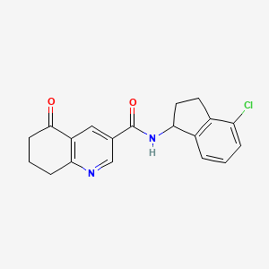 molecular formula C19H17ClN2O2 B7432508 N-(4-chloro-2,3-dihydro-1H-inden-1-yl)-5-oxo-7,8-dihydro-6H-quinoline-3-carboxamide 