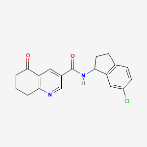 molecular formula C19H17ClN2O2 B7432523 N-(6-chloro-2,3-dihydro-1H-inden-1-yl)-5-oxo-7,8-dihydro-6H-quinoline-3-carboxamide 