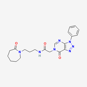 molecular formula C21H25N7O3 B7432545 N-[3-(2-oxoazepan-1-yl)propyl]-2-(7-oxo-3-phenyltriazolo[4,5-d]pyrimidin-6-yl)acetamide 
