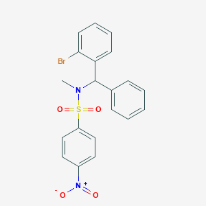 molecular formula C20H17BrN2O4S B7432546 N-[(2-bromophenyl)-phenylmethyl]-N-methyl-4-nitrobenzenesulfonamide 