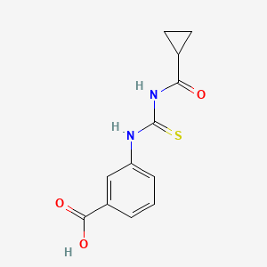 molecular formula C12H12N2O3S B7432569 3-(Cyclopropanecarbonylcarbamothioylamino)benzoic acid 