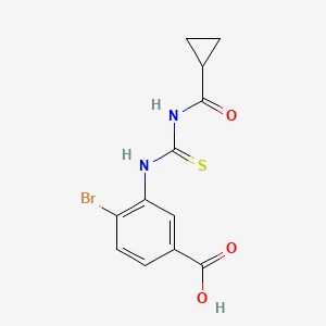 molecular formula C12H11BrN2O3S B7432584 4-Bromo-3-(cyclopropanecarbonylcarbamothioylamino)benzoic acid 