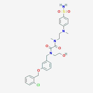 molecular formula C28H33ClN4O6S B7432619 N'-[[3-[(2-chlorophenyl)methoxy]phenyl]methyl]-N'-(2-hydroxyethyl)-N-methyl-N-[2-(N-methyl-4-sulfamoylanilino)ethyl]oxamide 
