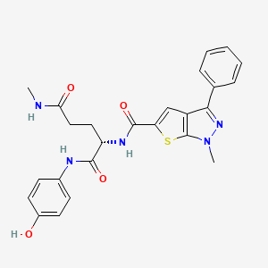 molecular formula C25H25N5O4S B7432635 (2S)-N-(4-hydroxyphenyl)-N'-methyl-2-[(1-methyl-3-phenylthieno[2,3-c]pyrazole-5-carbonyl)amino]pentanediamide 