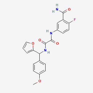 molecular formula C21H18FN3O5 B7432636 N-(3-carbamoyl-4-fluorophenyl)-N'-[furan-2-yl-(4-methoxyphenyl)methyl]oxamide 