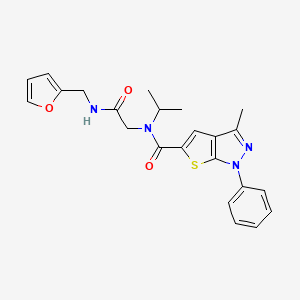 molecular formula C23H24N4O3S B7432644 N-[2-(furan-2-ylmethylamino)-2-oxoethyl]-3-methyl-1-phenyl-N-propan-2-ylthieno[2,3-c]pyrazole-5-carboxamide 