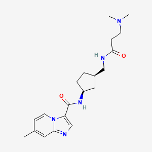 molecular formula C20H29N5O2 B7432701 N-[(1S,3R)-3-[[3-(dimethylamino)propanoylamino]methyl]cyclopentyl]-7-methylimidazo[1,2-a]pyridine-3-carboxamide 