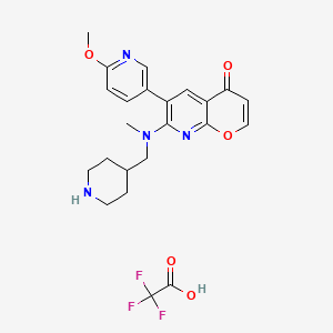 molecular formula C23H25F3N4O5 B7432709 6-(6-Methoxypyridin-3-yl)-7-[methyl(piperidin-4-ylmethyl)amino]pyrano[2,3-b]pyridin-4-one;2,2,2-trifluoroacetic acid 
