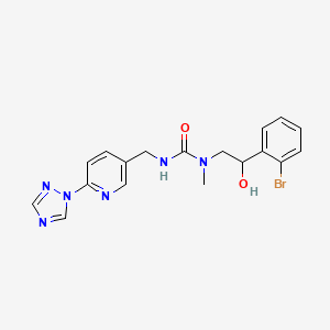 molecular formula C18H19BrN6O2 B7432715 1-[2-(2-Bromophenyl)-2-hydroxyethyl]-1-methyl-3-[[6-(1,2,4-triazol-1-yl)pyridin-3-yl]methyl]urea 