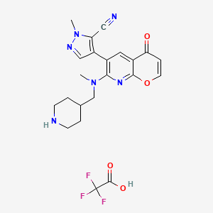 molecular formula C22H23F3N6O4 B7432723 2-Methyl-4-[7-[methyl(piperidin-4-ylmethyl)amino]-4-oxopyrano[2,3-b]pyridin-6-yl]pyrazole-3-carbonitrile;2,2,2-trifluoroacetic acid 
