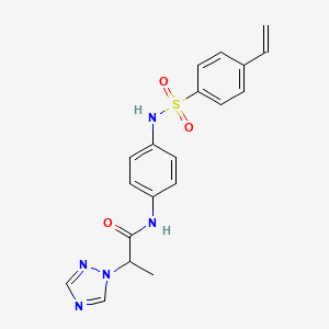 molecular formula C19H19N5O3S B7432725 N-[4-[(4-ethenylphenyl)sulfonylamino]phenyl]-2-(1,2,4-triazol-1-yl)propanamide 
