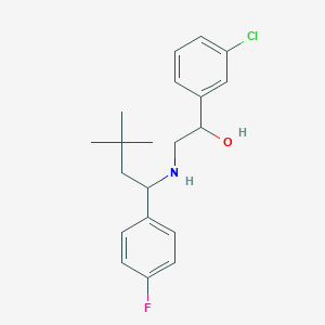molecular formula C20H25ClFNO B7432730 1-(3-Chlorophenyl)-2-[[1-(4-fluorophenyl)-3,3-dimethylbutyl]amino]ethanol 