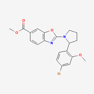 molecular formula C20H19BrN2O4 B7432738 Methyl 2-[2-(4-bromo-2-methoxyphenyl)pyrrolidin-1-yl]-1,3-benzoxazole-6-carboxylate 