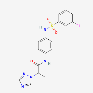molecular formula C17H16IN5O3S B7432752 N-[4-[(3-iodophenyl)sulfonylamino]phenyl]-2-(1,2,4-triazol-1-yl)propanamide 