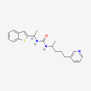 molecular formula C21H25N3OS B7432757 1-[1-(1-Benzothiophen-2-yl)ethyl]-3-(5-pyridin-3-ylpentan-2-yl)urea 
