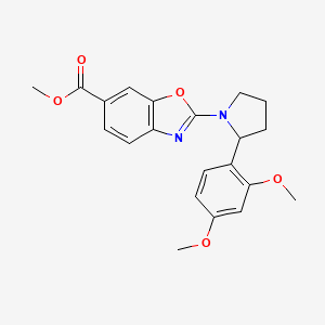 molecular formula C21H22N2O5 B7432764 Methyl 2-[2-(2,4-dimethoxyphenyl)pyrrolidin-1-yl]-1,3-benzoxazole-6-carboxylate 