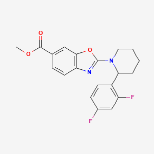 molecular formula C20H18F2N2O3 B7432775 Methyl 2-[2-(2,4-difluorophenyl)piperidin-1-yl]-1,3-benzoxazole-6-carboxylate 