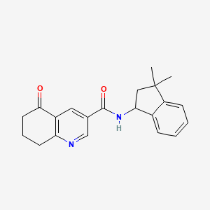 molecular formula C21H22N2O2 B7432780 N-(3,3-dimethyl-1,2-dihydroinden-1-yl)-5-oxo-7,8-dihydro-6H-quinoline-3-carboxamide 